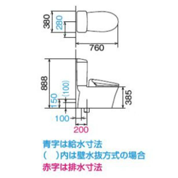 YBC-ZA10S/BB7 + DT-ZA150EW/BB7 + CF-21ALP/BB7 アメージュZ便器（フチレス） ECO5 アクアセラミック床排水 寒冷地用（流動方式） 手洗なし 脱臭暖房便座 キレイ便座仕様 ブルーグレー