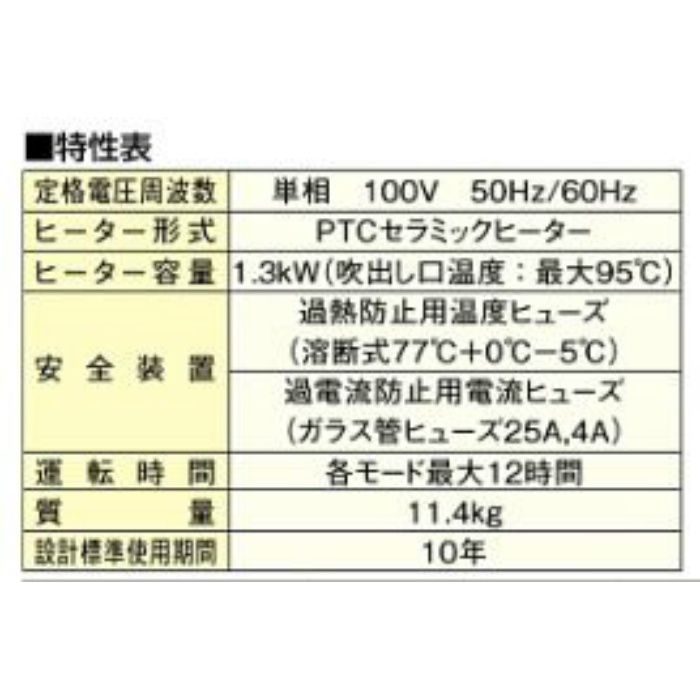 FY-13UGP4D バス換気乾燥機 天井埋込形 PTCセラミックヒーター 2室換気