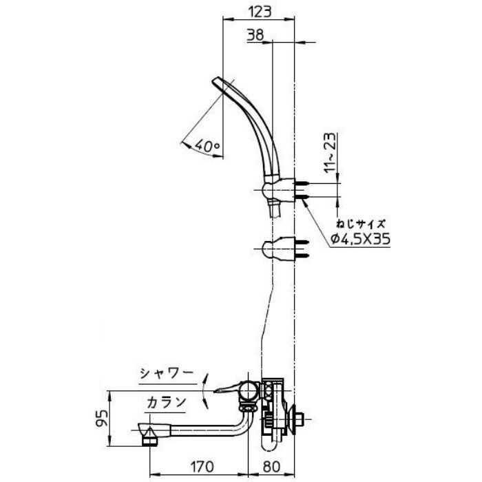 SK181DK-13 壁付サーモスタット式 サーモシャワー混合栓 寒冷地用