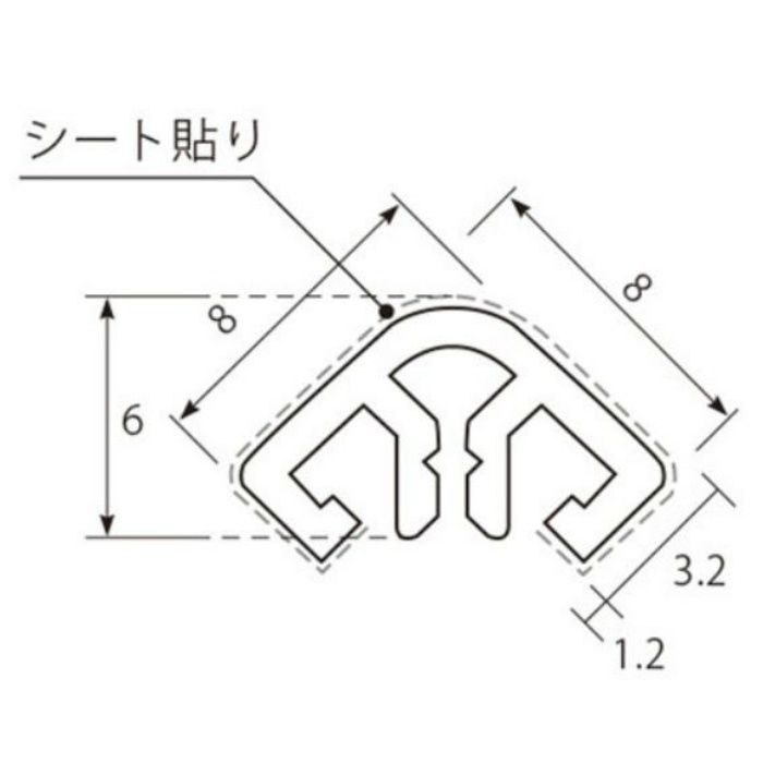 STK13154 ビッグエース クイックジョイナー コーナー用ジョイナー 2500mm （シート貼り） メタリックシルバー