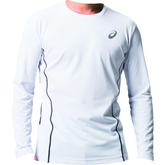 2271A008.100-3XL アシックス ウィンジョブロングスリーブクールトップ 長袖タイプ 3XL ブリリアントホワイト／ダークグレー