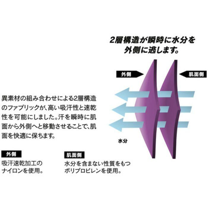 JW-592-11-M~L おたふく BTデュアルクロス ロングスリーブクルーネックシャツ M～L ブラック