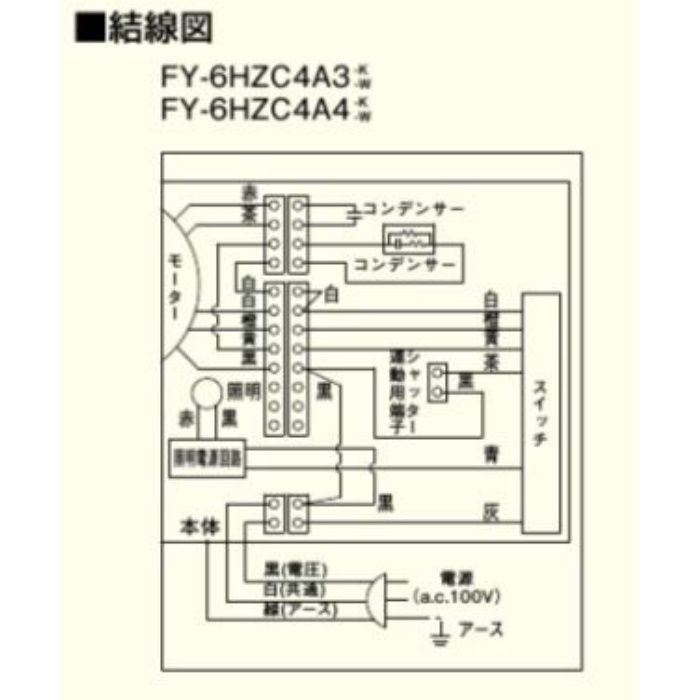 FY-6HZC4A3-W 整流板捕集方式 シロッコファン 深形レンジフード取替可能　公共住宅用・BL認定品 排気（3段速調付）BL規格・排気型3型 ホワイト