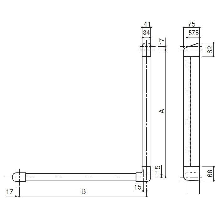 P-34V L-7060 動作補助手すり ソフトハンド プレーン色 φ34 L型 700mm×600mm No09グレイッシュホワイト【セール開催中】