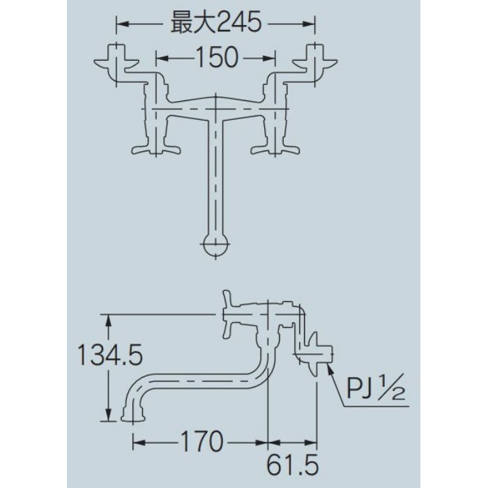 128-106 2ハンドル混合栓 壁付 カクダイ【アウンワークス通販】