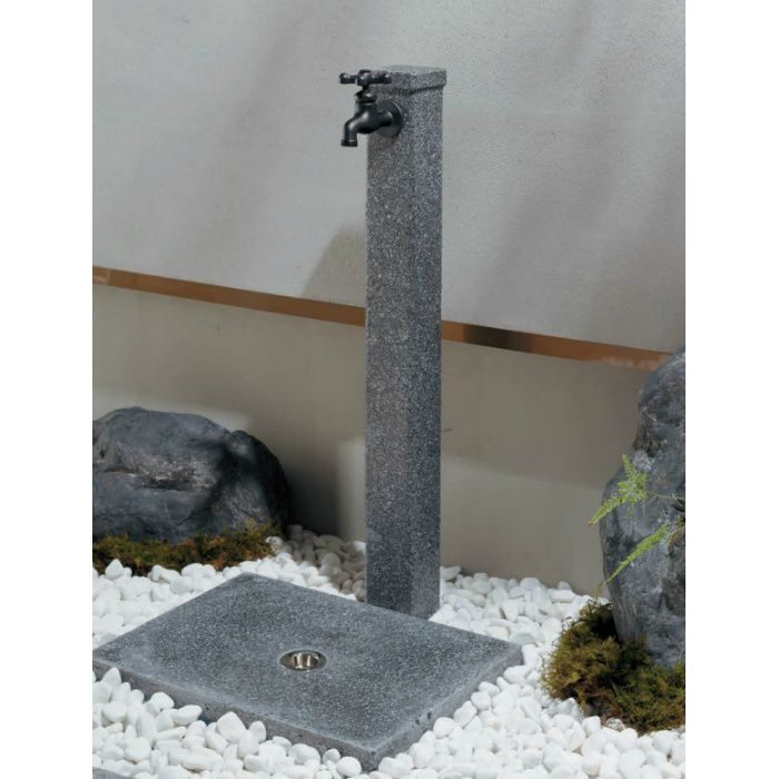 カクダイ[KAKUDAI]  水栓柱（石目調・黒）  70角 緑化庭園 - 4
