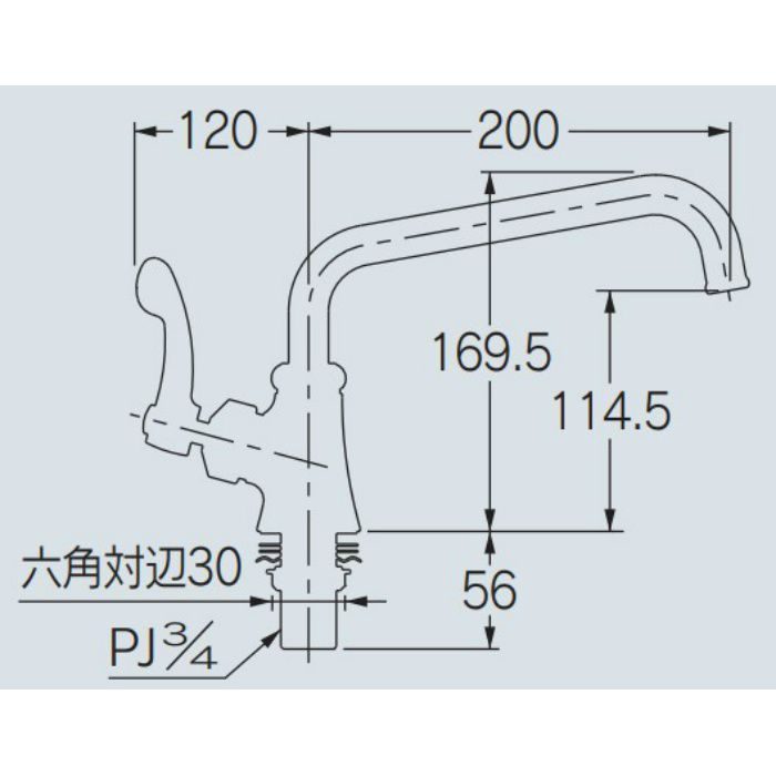 724-707-20QR 厨房用左ハンドル立形自在水栓 カクダイ【アウンワークス