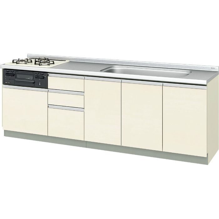 GXI-U-240WLAFAR 取り替えキッチン パッとりくん GXシリーズ フロアユニット ラウンド68シンク （水栓穴付） 間口240cm ホワイトゼブラ 左水栓穴右勝手 都市ガス（標準コンロ・シルバー）【LIXIL】