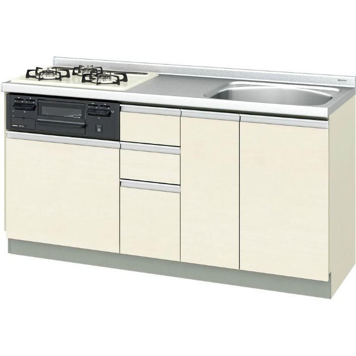 GXC-U-160YRAEPL 取り替えキッチン パッとりくん GXシリーズ フロアユニット ラウンド56シンク （水栓穴付） 間口160cm ライトウォルナット 右水栓穴左勝手 プロパン（標準コンロ・ブラック）【LIXIL】