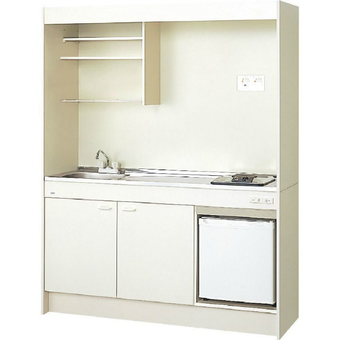 【下台のみ】DMK15HFWE1NNL ミニキッチン スタンダード・ 冷蔵庫タイプ  巾150cm コンロなし シングルレバー水栓（一般地用）左勝手 アンティックホワイト