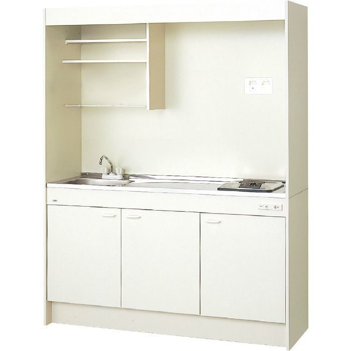 DMK15PEWE1NNR ミニキッチン スタンダード・扉タイプ フルユニット 巾150cm コンロなし シングルレバー水栓（一般地用）右勝手 アンティックホワイト