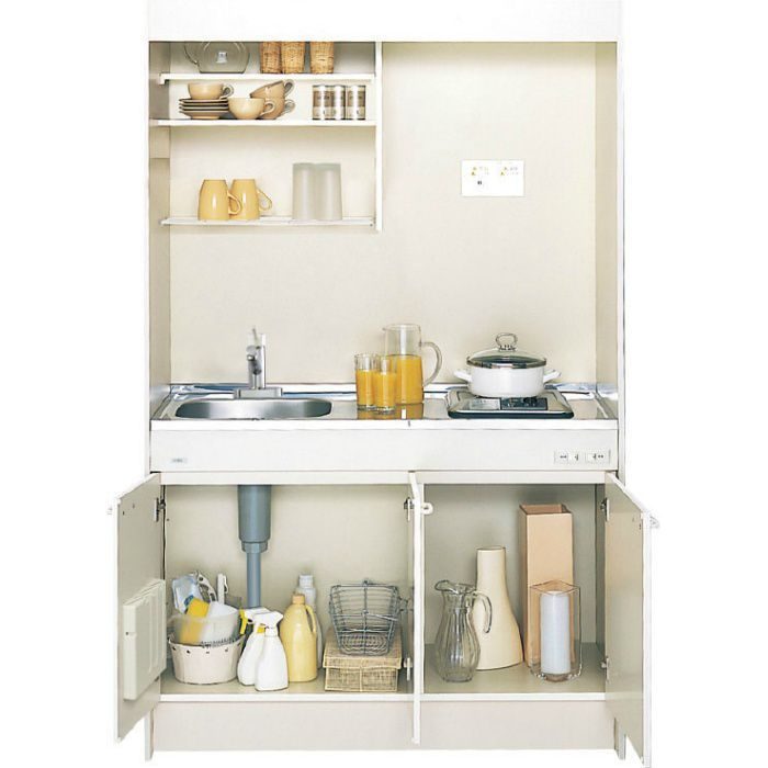 DMK15PEWE1NNR ミニキッチン スタンダード・扉タイプ フルユニット 巾150cm コンロなし シングルレバー水栓（一般地用）右勝手 アンティックホワイト