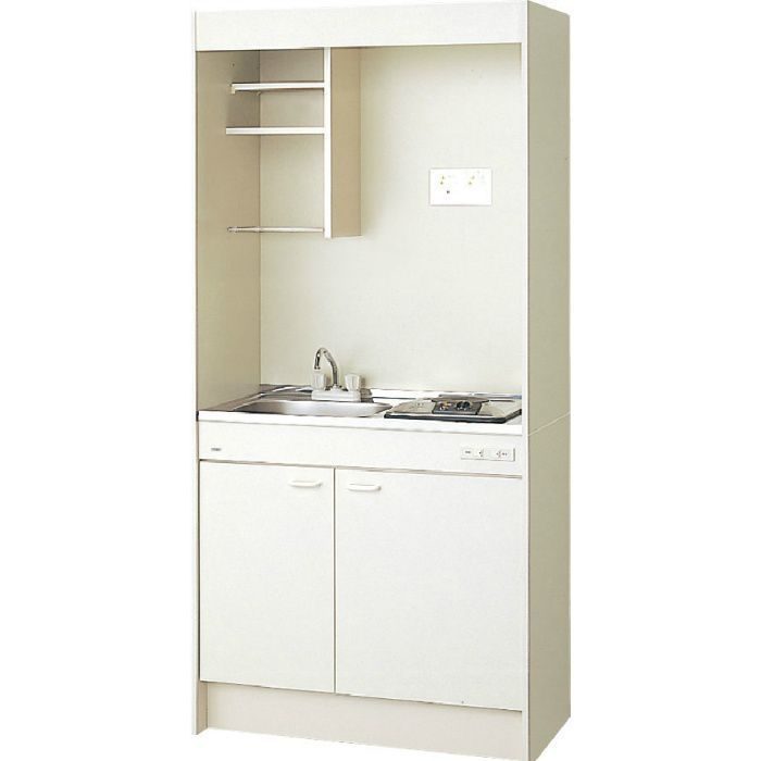 【下台のみ】DMK09HEWE1NNR ミニキッチン スタンダード・扉タイプ  巾90cm コンロなし シングルレバー水栓（一般地用）右勝手 アンティックホワイト