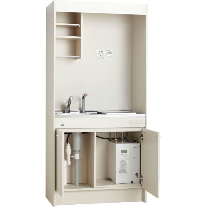 DMK10LKWC2E200R ミニキッチン スタンダード・飲料用電気温水器タイプ フルユニット 巾105cm IHヒーター200V シングルレバー水栓（寒冷地用）右勝手 アンティックホワイト