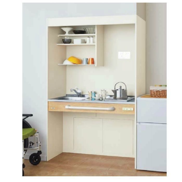 DMK12PGND2NNL ミニキッチン オープンタイプ フルユニット 巾120cm コンロなし シングルレバー水栓（寒冷地用）左勝手 クリエペール