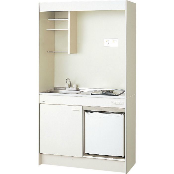 DMK10LFWE1A200R ミニキッチン スタンダード・ 冷蔵庫タイプ フルユニット　 巾105cm 電気コンロ200V シングルレバー水栓 右勝手 一般地用 アンティックホワイト