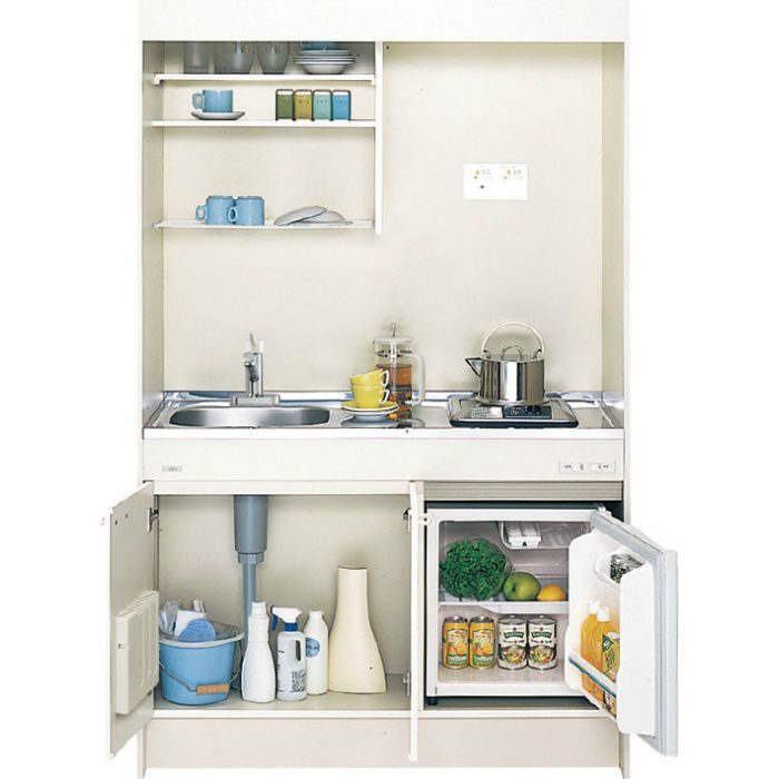 DMK09LFWB1A200L ミニキッチン スタンダード・ 冷蔵庫タイプ フルユニット　 巾90cm 電気コンロ200V 2ハンドル水栓 左勝手 一般地用 アンティックホワイト