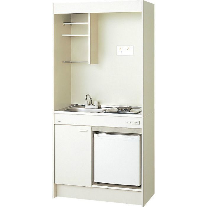DMK09LFWB1D12AR ミニキッチン スタンダード・ 冷蔵庫タイプ フルユニット　 巾90cm ガスコンロ12A 2ハンドル水栓 右勝手 一般地用 アンティックホワイト