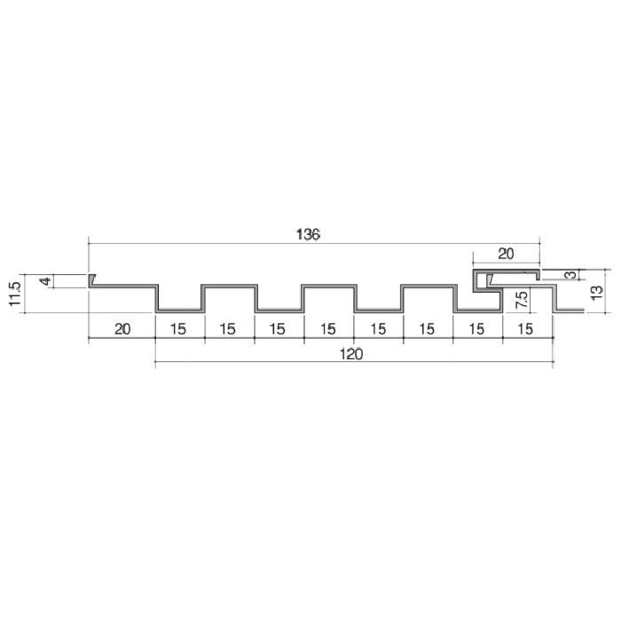 RA15-3T30 スパンドレル シルバー（SN） 定尺3m