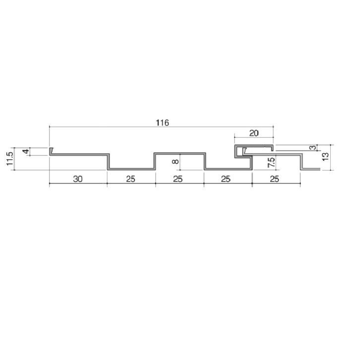 RA25-2T25 スパンドレル シルバー（SN） 定尺2.5m