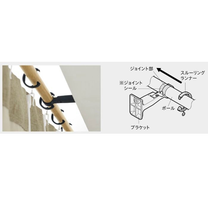 882482 ヴィンクス22 ブラケットスルーシングル正面付Aセット 1.20m ウォールナット＆ブラック