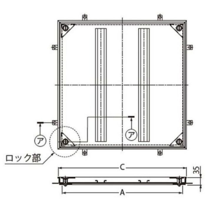 MSXM-M-450 ハンドル付 フロアーハッチ 充填用 密閉型（防水・防臭形） ステンレス製 ボルト固定式