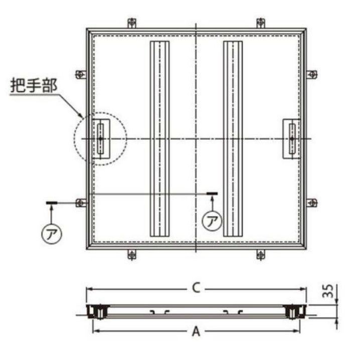 MSXS-M-300 フロアーハッチ 充填用 一般形 ステンレス製 把手ロック式