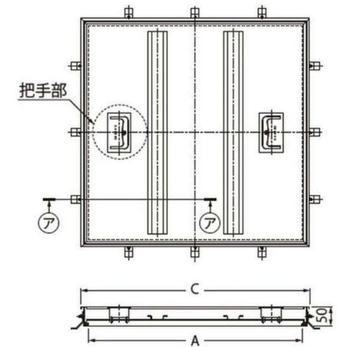 MSES-M-600 フロアーハッチ 充填用 屋内外用一般形 ステンレス製 把手ロック式【セール開催中】