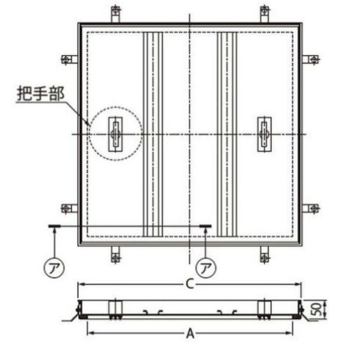 MSST-M-600 フロアーハッチ 充填用 一般形 スチール製ステンレス目地