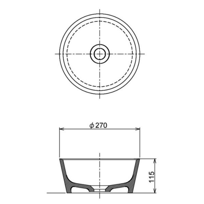 LSM6-MO モノクローム・シリーズ 置き型手洗器 素白 リラインス