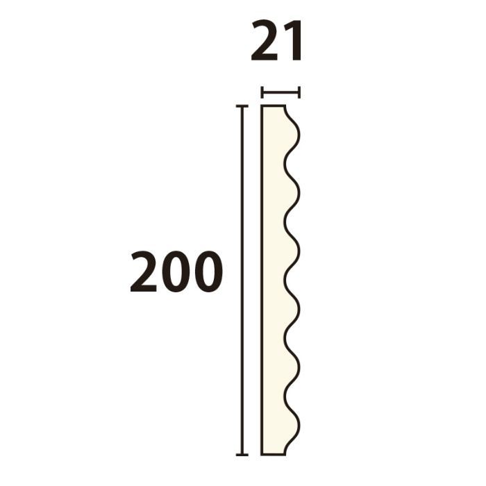 WMB22120 内装用 壁面装飾材 下地塗装 MDF製ウェーブモール 200mm×3650mm（D21）