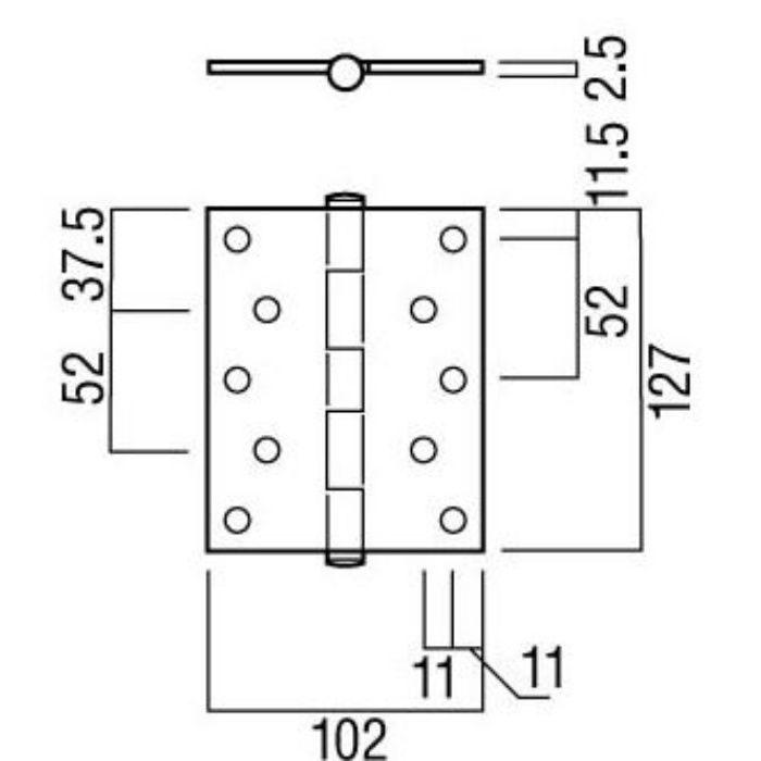 UBP-250-001 ギボシ蝶番 ステンレス クロム