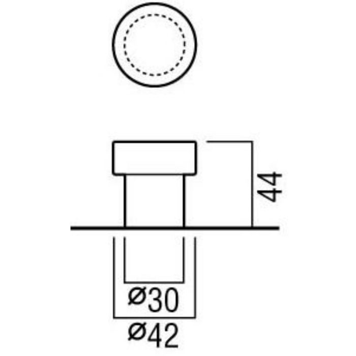 UT-1F-CRP 戸当たり 床付けタイプ ブラス クロム＋樹脂 グレー