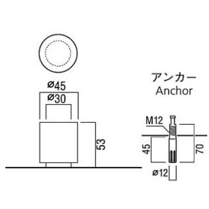 UT-260-53-ALS 戸当たり 床付けタイプ アルミ＋ゴム ブラック