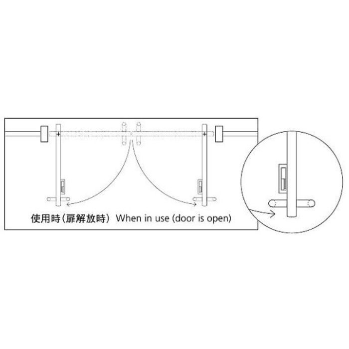 UT-32-R 戸当たり 埋め込み式扉止め 右仕様用 ステンレス ヘアライン＋ブラス ダルクロム＋樹脂 グレー