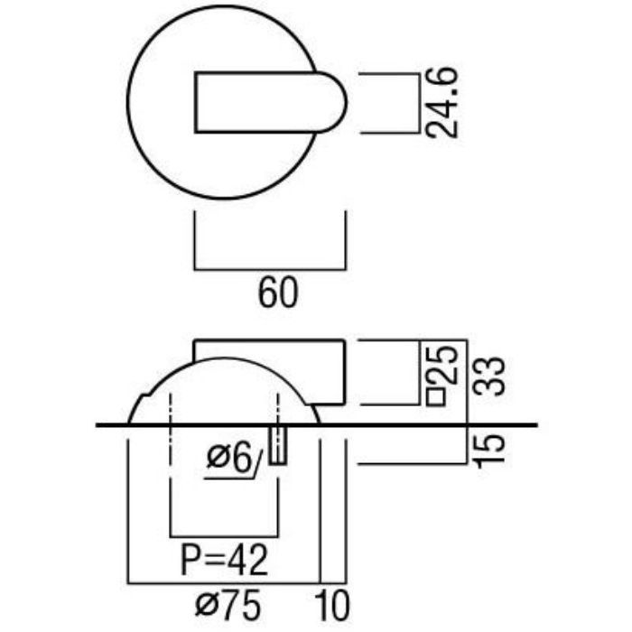 UT-50-DCP 戸当たり 床付けタイプ ブラス／ダルクロム＋ゴム／ブラック