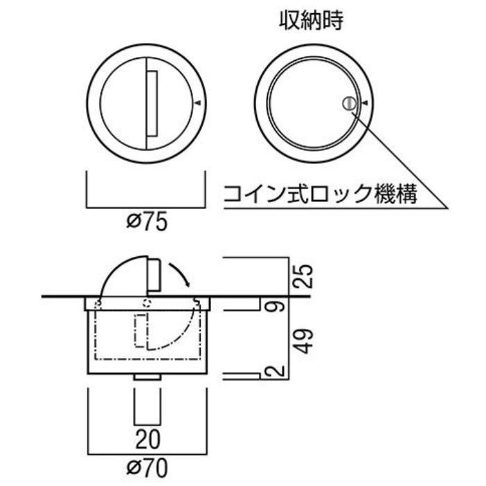 UT-60-GBR 戸当たり 埋め込み式扉止め ブラス 硫化イブシゴールデンブロンズ＋樹脂 グレー