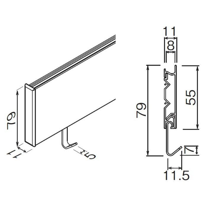 MR4021 なげしレール 600mm セピア ベルク【アウンワークス通販】