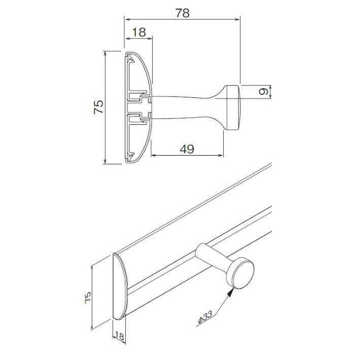 MR4298 ラージレールフック 1200mm アイボリー ベルク【アウンワークス