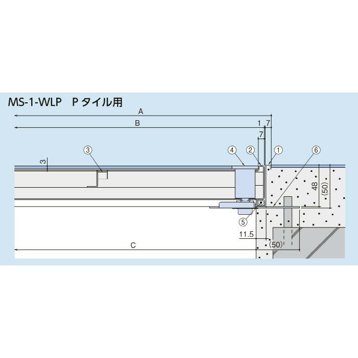 MS-1-WLP-450 防水防臭型Pタイル用 フロアーハッチ 中部