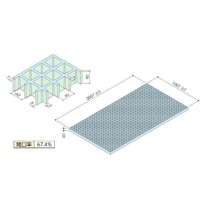 FG4040 FRPグレーチング クリア※チャーター便・別途送料