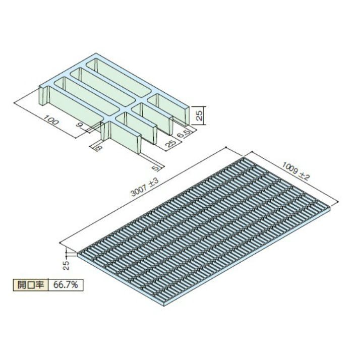 FG2525 FRPグレーチング クリア※チャーター便・別途送料 中部