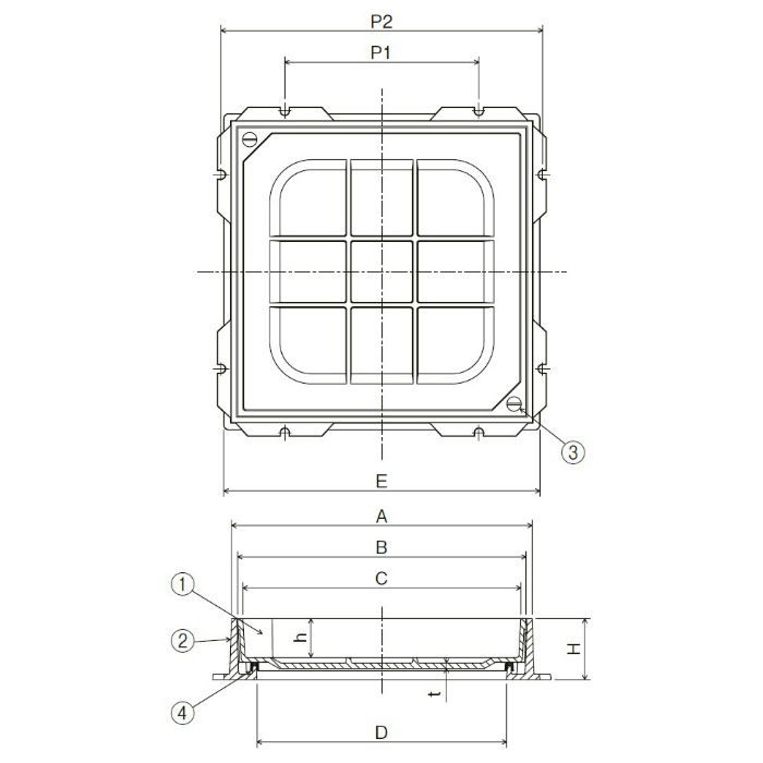 MID-1-500 インターロッキングブロック用 化粧鉄蓋