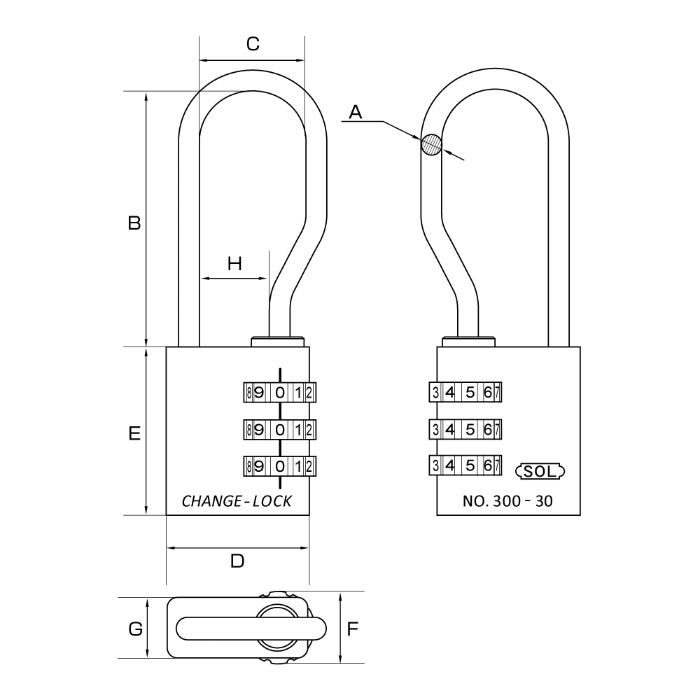 No.300-40L 防犯金物 No.300 チェンジロック ツル長