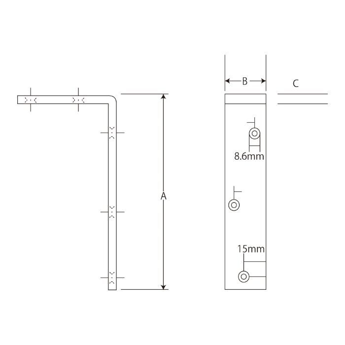 建物設備付属金物 ステンレスワイド棚受 125×250