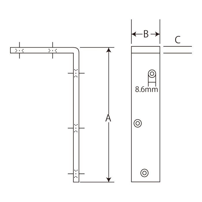SH-RTA300-250 建物設備付属金物 ユニクロワイド棚受 125×250