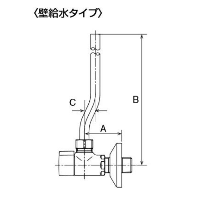 LF-3VW30 INAX 止水栓 壁給水タイプ サプライ管あり ドライバー式