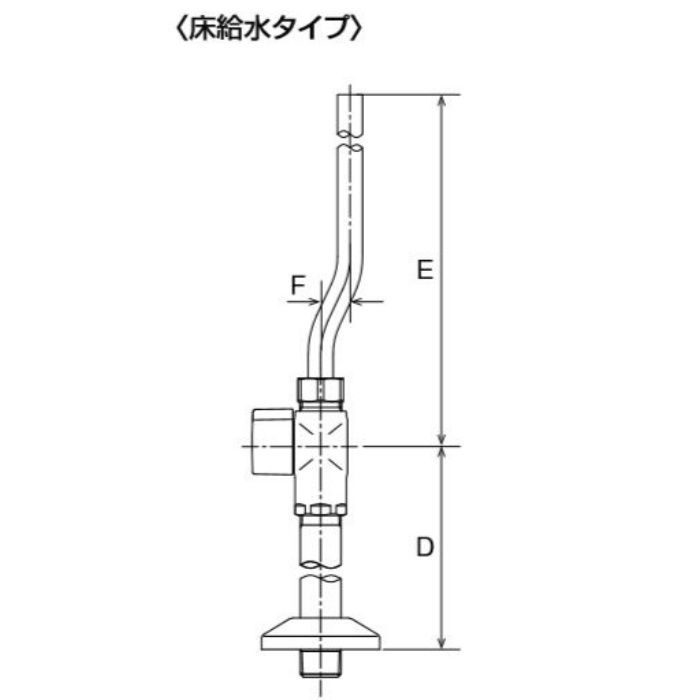 LF-3SG(470)K INAX 止水栓 床給水タイプ サプライ管なし ハンドル式