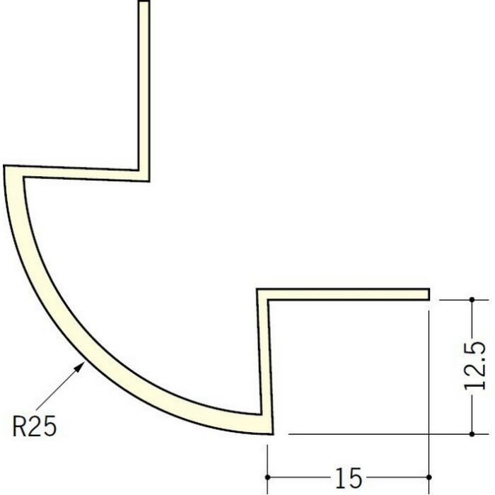 ペンキ・クロス下地材 出隅 ビニール 丸面25R-12.5mm用 ミルキー 2.5m  01084【セール開催中】