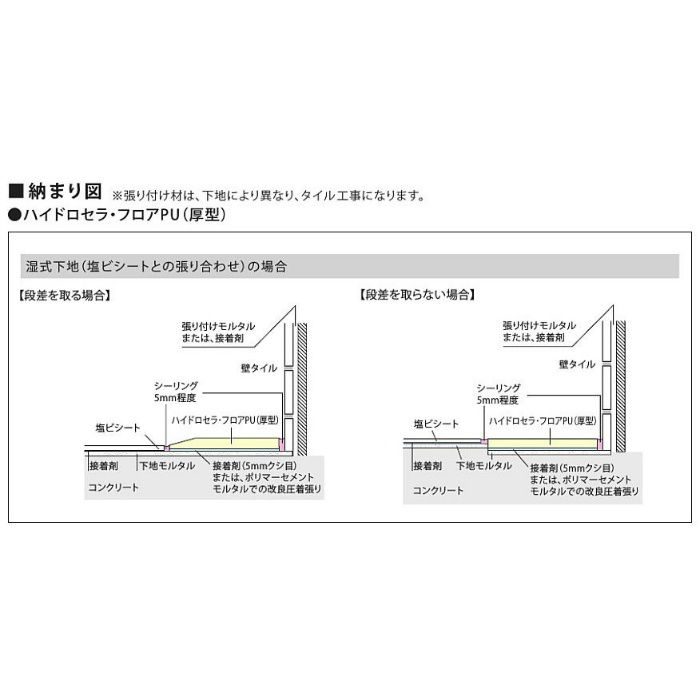 AB690EW#HJ1 ハイドロセラ・フロアPU（厚型） 600×900角 平 テーパー加工品 ダークグレー（5分つや）